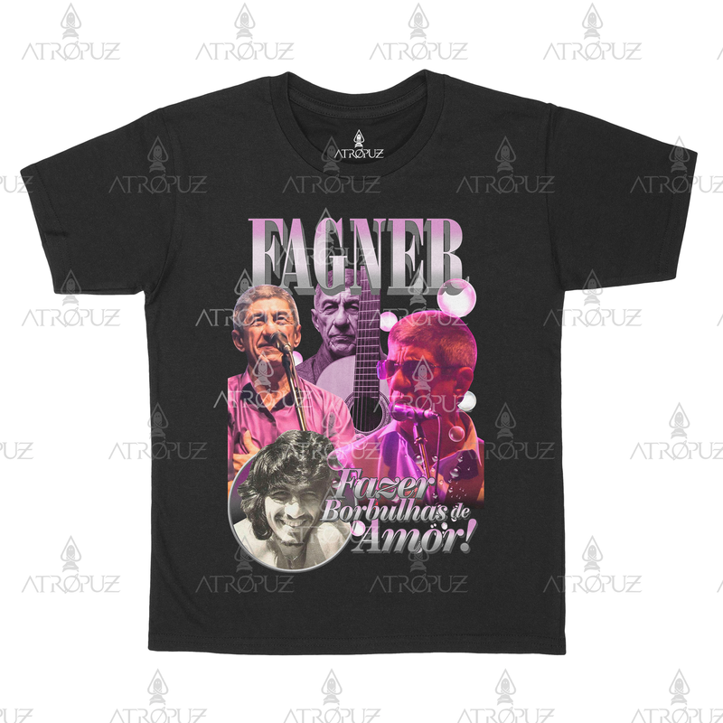 Camiseta Algodão Unissex Tshirt Graphic Tee Fagner Fazer Borbulhas de Amor