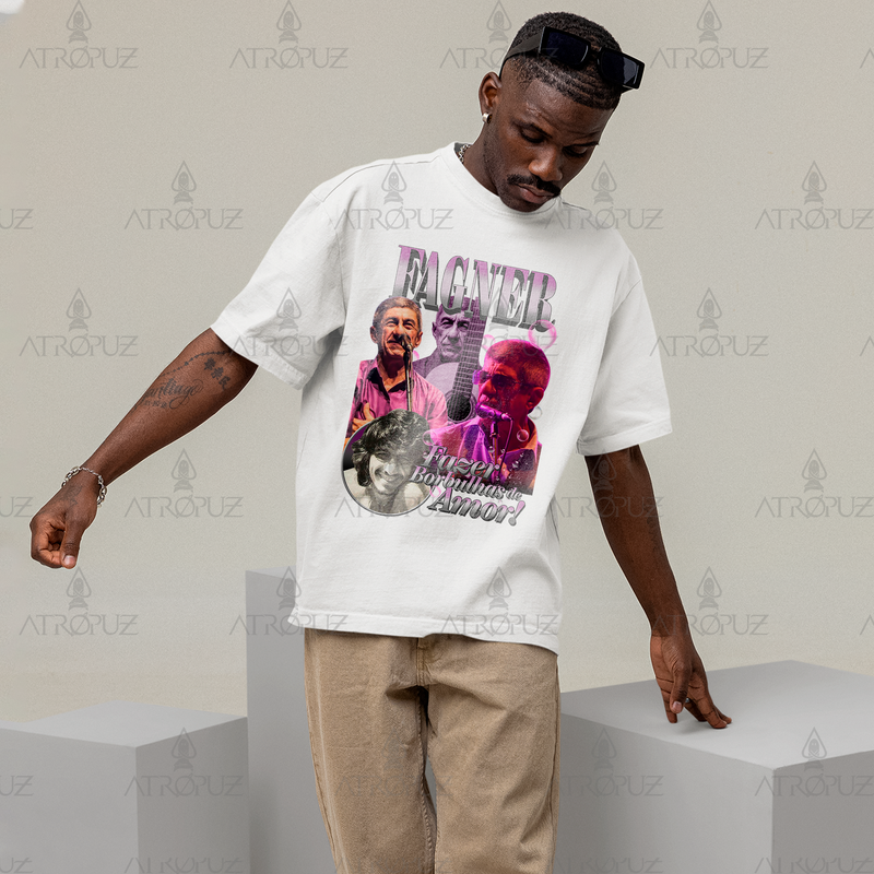 Camiseta Algodão Unissex Tshirt Graphic Tee Fagner Fazer Borbulhas de Amor