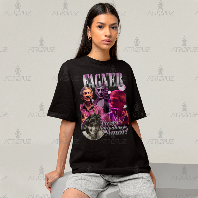 Camiseta Algodão Unissex Tshirt Graphic Tee Fagner Fazer Borbulhas de Amor