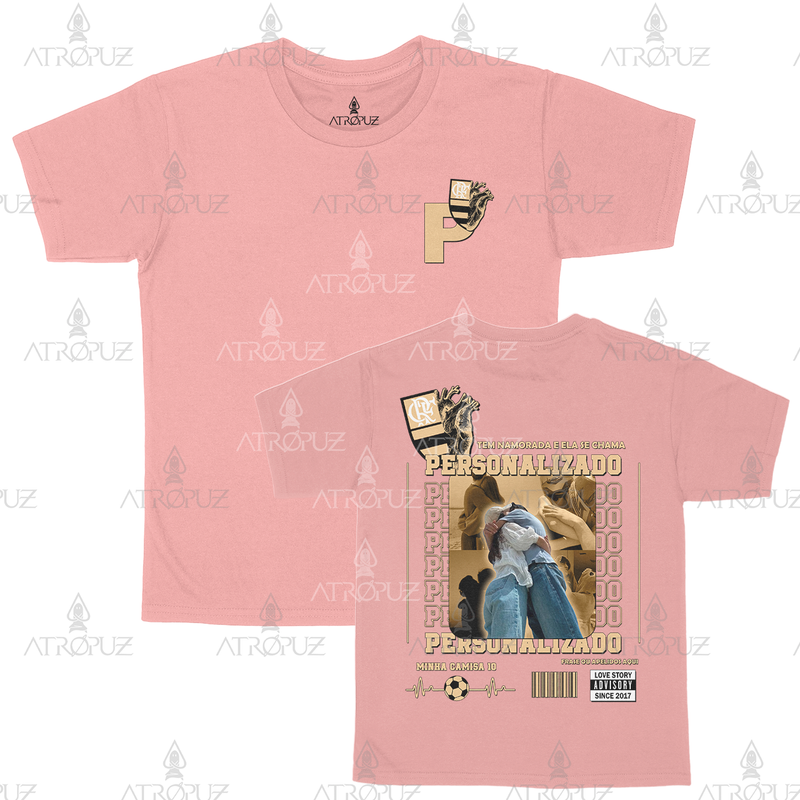 Camiseta Algodão Unissex T shirt Personalize sua estampa Casal de Time Flamengo