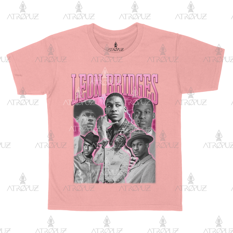 Camiseta Algodão Unissex Cantor Leon Bridges rosa