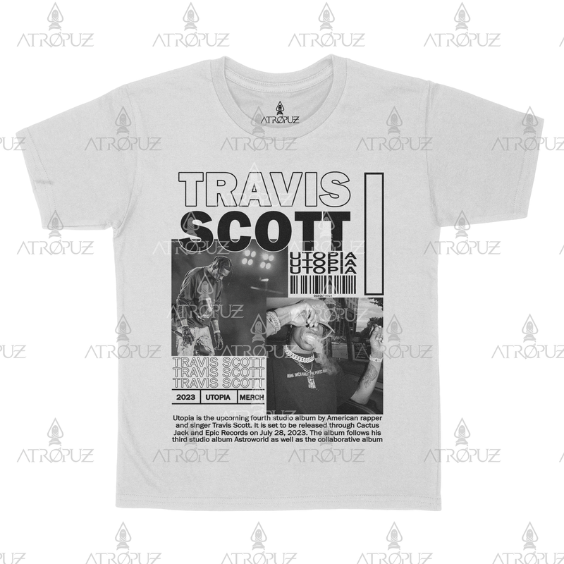 Camiseta Algodão Unissex Travis Scott Utopia Rapper