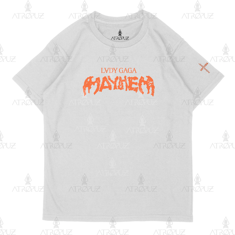 Camiseta Algodão Unissex Lady Gaga Mayhem laranja