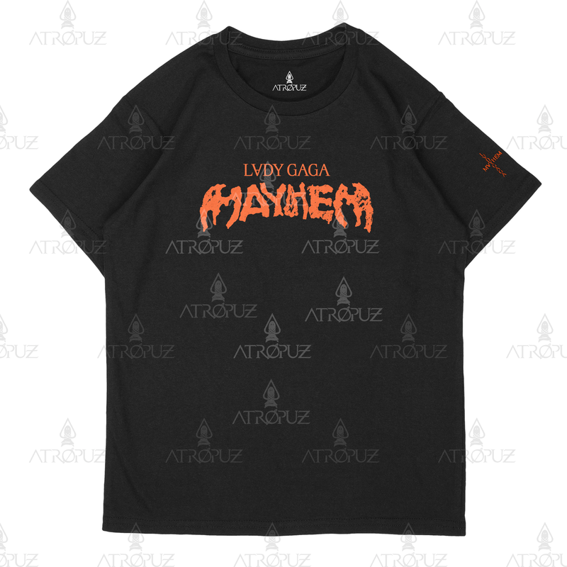 Camiseta Algodão Unissex Lady Gaga Mayhem laranja
