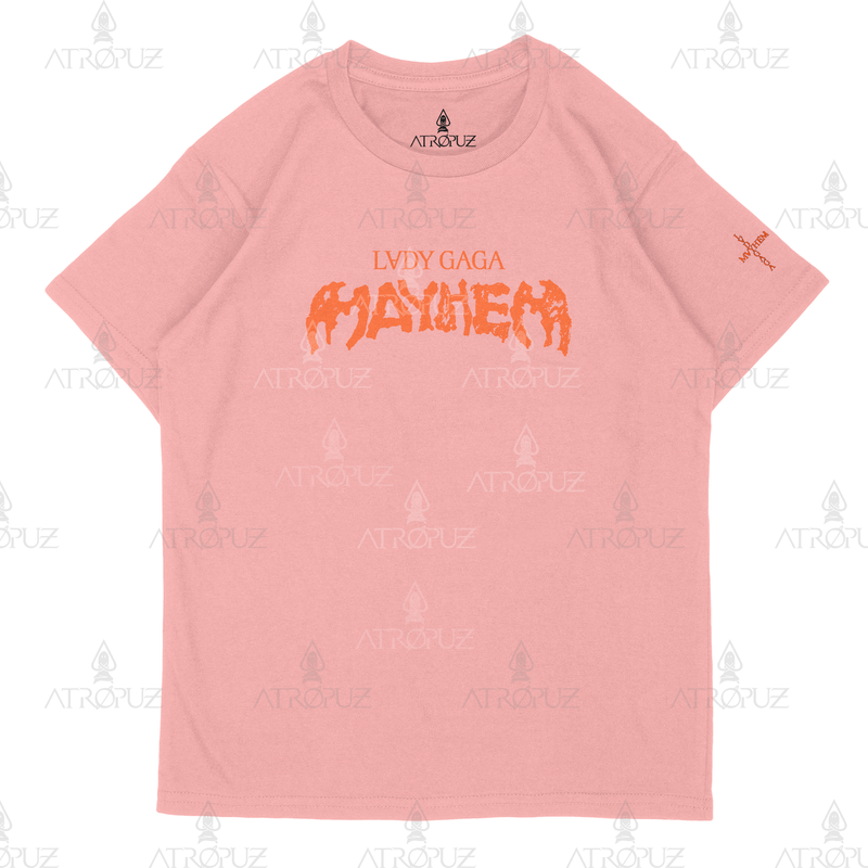 Camiseta Algodão Unissex Lady Gaga Mayhem laranja