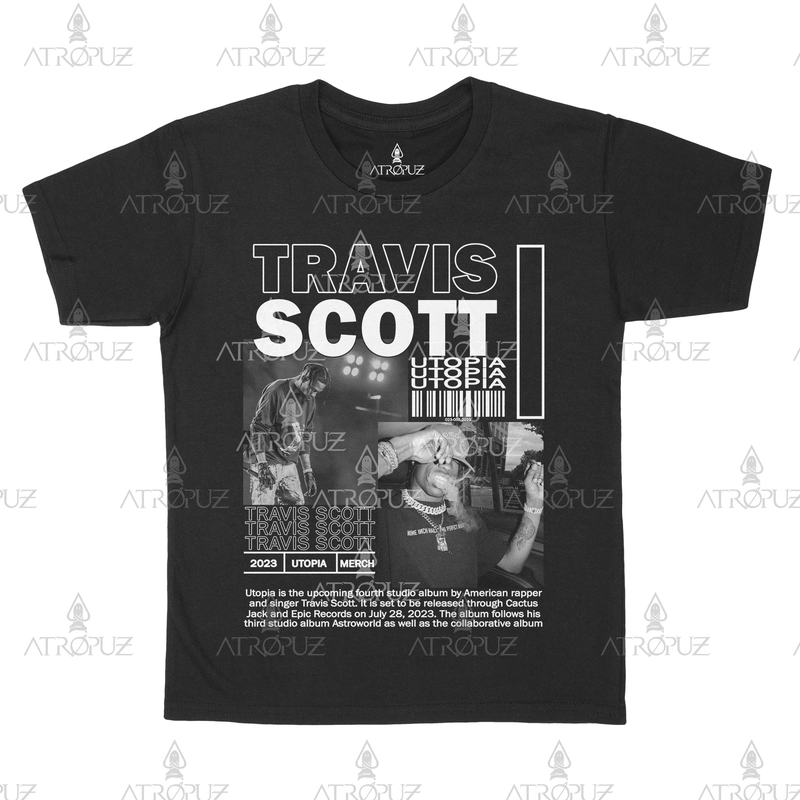 Camiseta Algodão Unissex Travis Scott Utopia Rapper