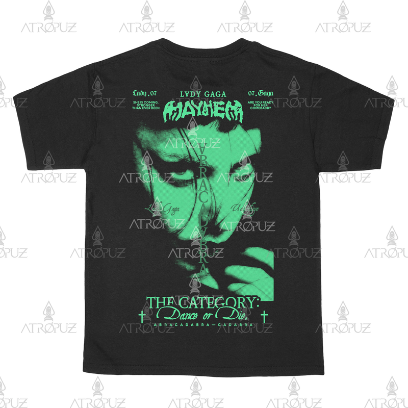Camiseta Algodão Unissex Lady Gaga Mayhem verde
