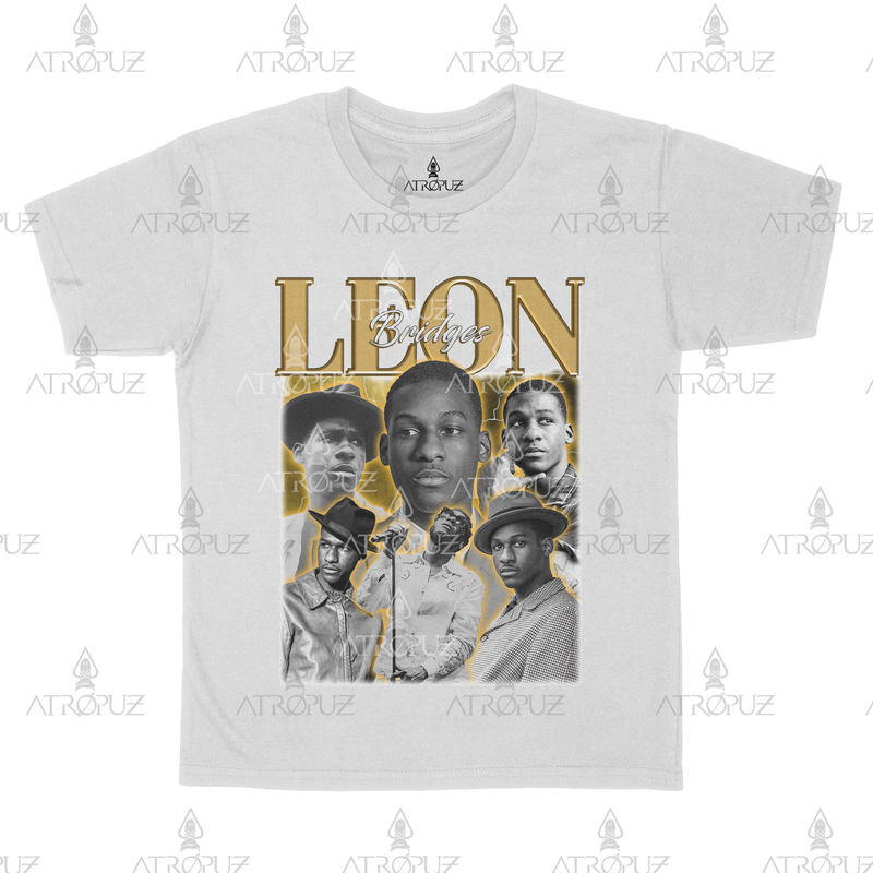 Camiseta Algodão Unissex Cantor Leon Bridges dourado