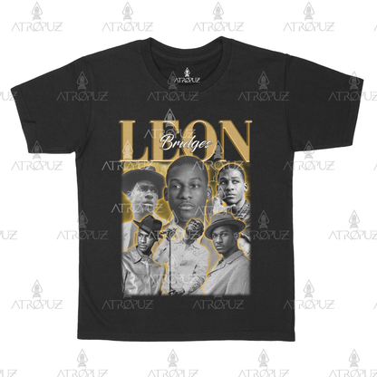 Camiseta Algodão Unissex Cantor Leon Bridges dourado