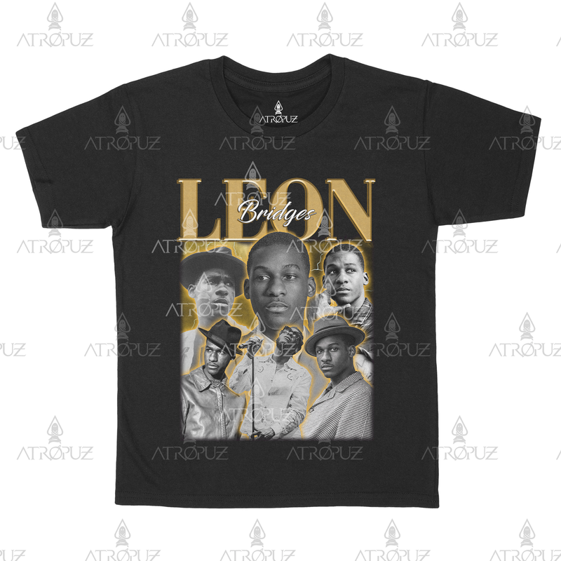 Camiseta Algodão Unissex Cantor Leon Bridges dourado