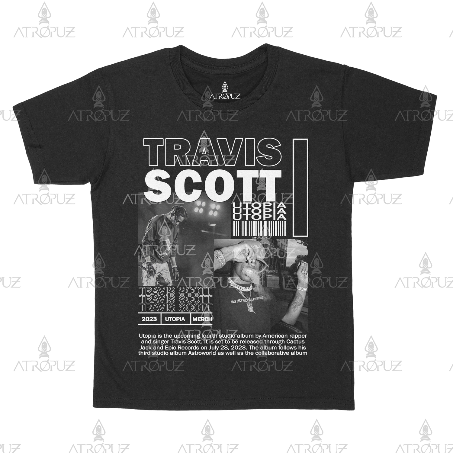 Camiseta Algodão Unissex Travis Scott Utopia Rapper