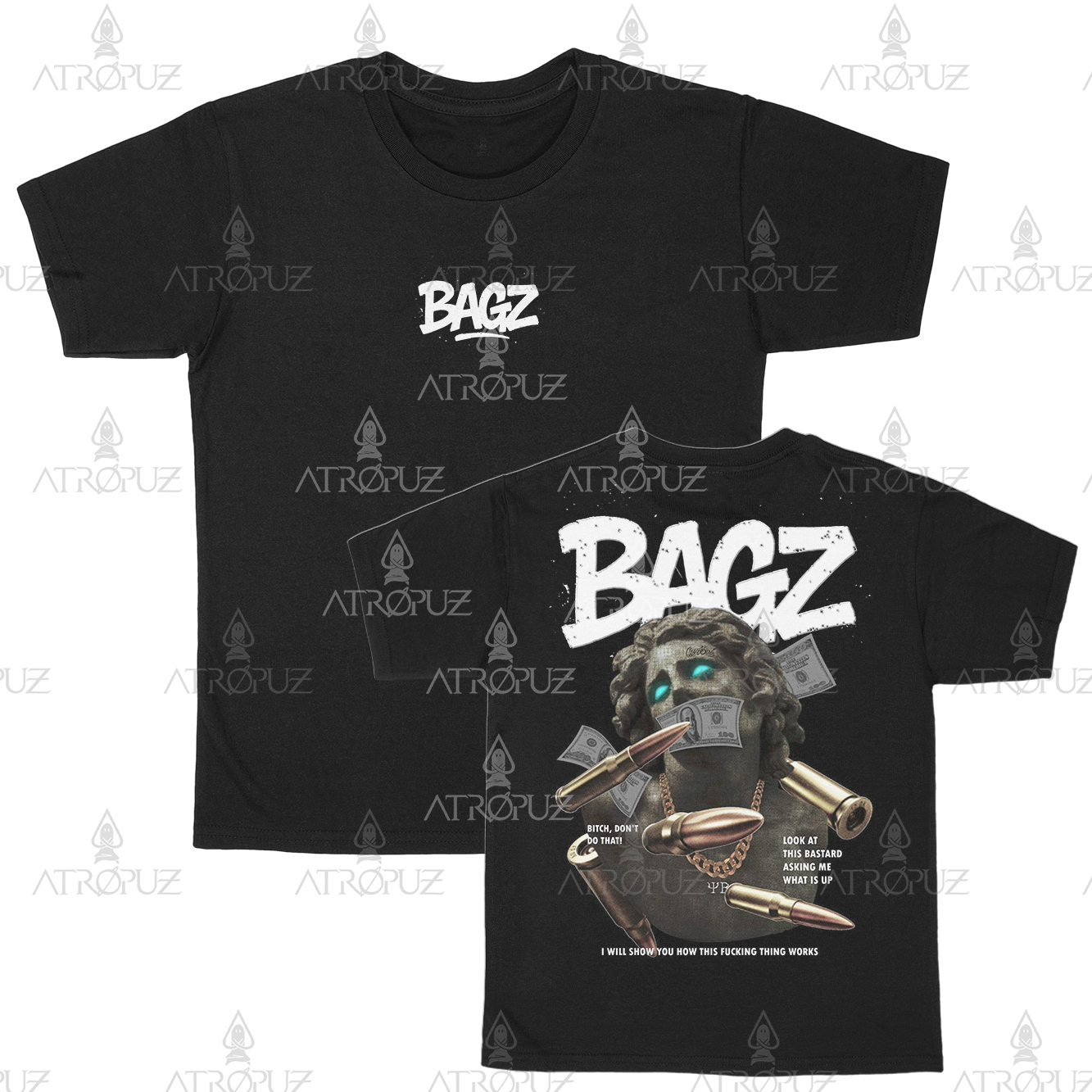 Camiseta Algodão Unissex Bagz Money Bullet